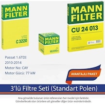 Netpar Volkswagen Passat 1.6tdı 2010-2014 Mann 3'lü Filtre Seti Standart Polen