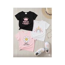 Stil-x Yeniz Sezon 3' Lü Takım Kız Çocuk Tshirt, Çok Renkli, %100 Pamuk Çok Renkli-3