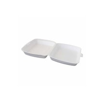 Şeylişeyler - Tek Bölmeli Kapaklı Beyaz Köpük Tabak - 100'lü 1 Paket