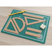 3d Baskı Geometri Cetvel Seti - İletki, Gönye Ve Ölçüm Araçları - Bej