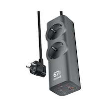 Vetech 67w Gan 6in1 Masaüstü Şarj Hub Ve Çoklu Priz Macbook Air/pro, İphone 17 Pro Max, 16, 15, 14 İpad Pro, Galaxy S23 Ultra, S23+ Uyumlu