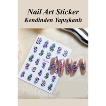 Nail Art Sticker Kendinden Yapışkanlı, Tırnak Süsleme, Tırnak Dövmesi Stikır 2513 Çok Renkli-2513