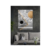 Modern İz Gold Line Minimal Sanat Cam Tablo - Modern Tarz Ev Dekorasyonu Doğa Ve Manzara Temalı Dekoratif Duvar Tablosu, Salon, Yatak Odası Ve Ofis Dekoru,