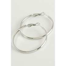 Lüks Çelik Halka Küpe 4,5 Cm 0371 Gümüş