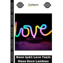Gecelambası Dekoratif Led Tasarım Usb Pilli Romantik Hediye Neon Işıklı Love Yazılı Masa Gece Lamba Çok Renkli