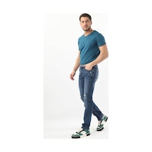 Erkek Dizi Yırtık Jean Pantolon Mavi 001