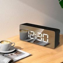 Hymark Dijital Çalar Saat Usb/pil Aynalı Led Termometre Alarm Gece Modlu Eletronik Saat