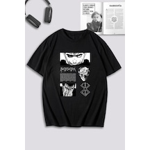 Unisex Kadın Erkek Berserk Anime Baskılı Özel Tasarım Oversize T-shirt Siyah Mck0055 Siyah