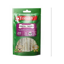 Freshy Dental Twist Beyaz Burgulu Köpek Çiğneme Çubuğu 120 Gr 20 Li