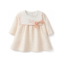 Babydoll Elbise Babydola Ekru - Koyu Gül Asortili Açık Pembe