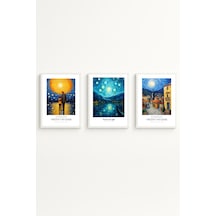 Beyaz Ahşap Çerçeveli Vincent Van Gogh Tablo Seti Huhu529