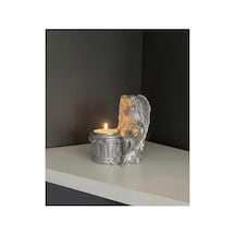 Dekoratif Melek Figürlü Tealight Mumluk - Estetik Tasarım Masaüstü Biblo Ve Şamdan Gümüş