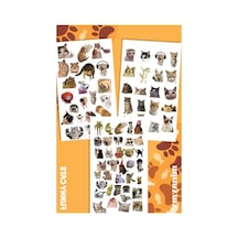 Kedi Temalı Kendinden Yapışkanlı Sticker Seti, 10x20 Cm, 3 Adet, Ajanda Ve Günlük İçin Abanoz