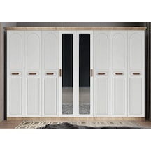 Falcon Membran 8 Kapaklı Gardırop Montaj Dahil Meşe Beyaz 280 Cm