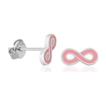 Gümüş Pembe Sonsuzluk Çivili Küpe 14 MM-Gümüş