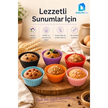 6 Lı Renkli Silikon Muffin Kalıbı Cupcake Kek Kalıbı Esnek Tekrar Kullanılabilir Muffin Kabı Çok renkli