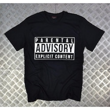 Stoned&Fame Unisex Siyah Parental Advısory Baskılı T-shirt SIYAH