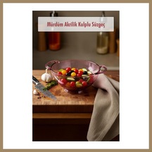 Bezos 23,5 X 30 Cm Mürdüm Akrilik Kulplu Süzgeç Salata Ve Makarna Süzme Kabı 22