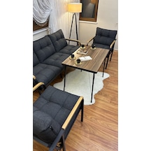 Modern Style Home Modern Sarıyer Balkon, Bahçe, Cafe - Metal Kanepe Koltuk Takımı - 3+1+1+masa Antrasit Modernk025 Antrasit