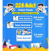 Futbol Temalı Okul Kreş Kişiye Özel İsim Etiket Seti - Model 287 Çok Renkli
