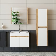 Roomart '' Lavabolu '' Atlantik-beyaz Mat Mdf 65 Cm Banyo Alt Dol Atlantik Çam - Beyaz