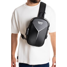 Newish Polo Erkek Şifreli Kilitli Çapraz Omuz Ve Sırt Çantası Suya Dayanıklı Siyah Siyah