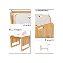 Minera Serçe Model 0-18 Ay Yenidoğan Ahşap Montessori Aktivite Masa ve Sandalye Seti (1 Masa + 1 Sandalye)