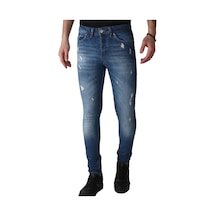 Erkek Denim Lzr Işlemli 15 Ons Trend Mavi