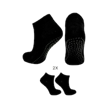 2 Çift Likralı Kaymaz Taban Abs Silikon Baskılı Spor Aktivite ve Hac Umre Tavaf Erkek Çorap Siyah