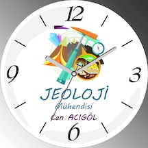 Kişiye Özel Jeoloji Mühendisi İ Çap 30cm Sessiz Akar Bombeli Gerçek Cam Duvar Saati Çok Renkli