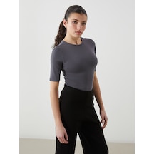 Lcw Vision Gri Bisiklet Yaka Kadın Bodysuit