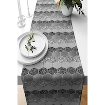 Geometrik Bal Peteği Payet Desen Leke Tutmaz Kumaş Salon Mutfak Masa Değişik Ranır Modelleri Runner, Gri-gümüş-antrasit 43 X 43 Acı Kahverengi