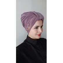 Kadın Şal Desen Işleme Çift Taraflı Bone Gülkurusu Gül Kurusu Gülkurusu