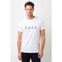 Led Zeppelin Name Baskılı Beyaz Erkek Tshirt