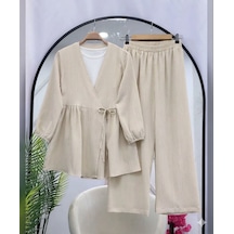 Lovie Moda Kadın Trend Viskon İkili Takım - Bej