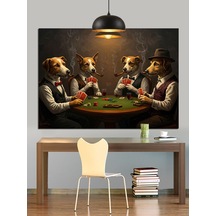 Poker Oynayan Köpekler Komik Dekoratif Kanvas - Mdf Ahşap Tablo