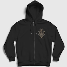 Presmono Unisex Skull In Flames Fermuarlı Kapüşonlu Sweatshirt Siyah