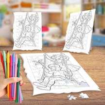 Sevimli Kardeşler Boyama Puzzle Tablo Çocuk Eğitici Yapboz