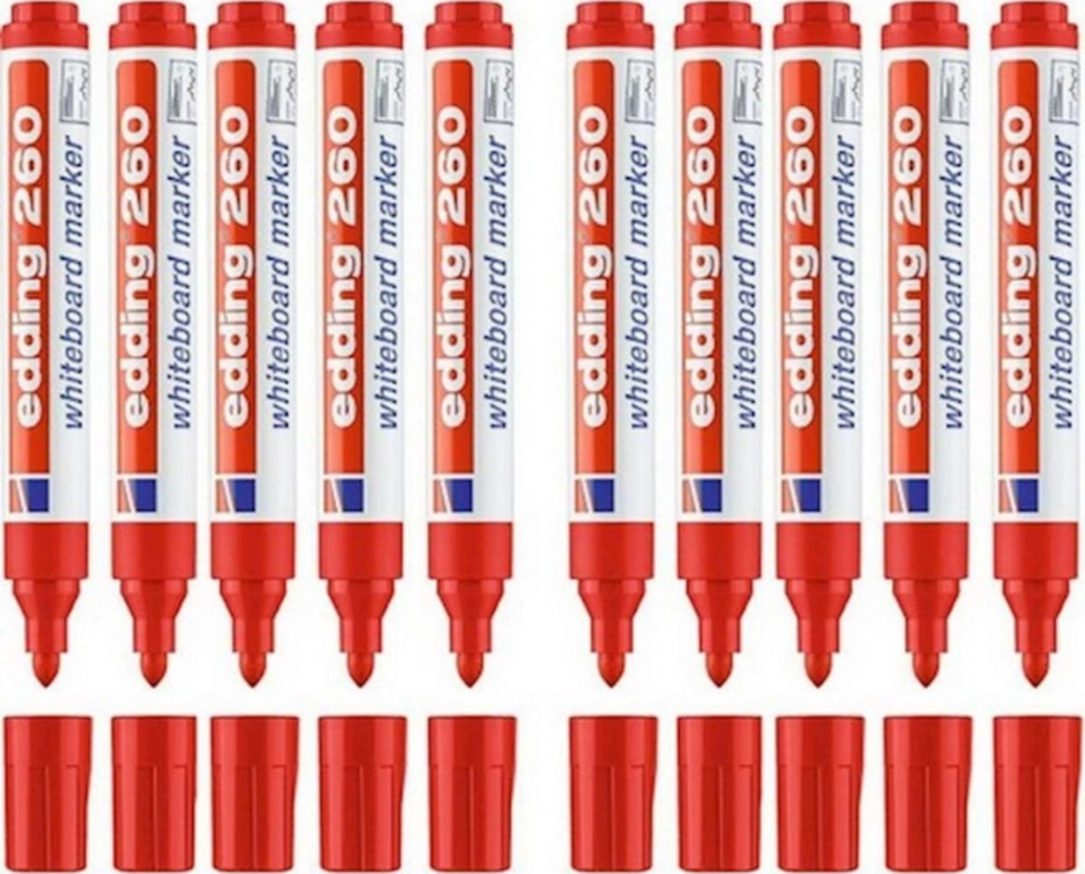 260 Beyaz Tahta Kalemi Kırmızı 10 Lu Paket Nocolor-a22e99d6
