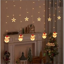 5 Yıldız 5 Noel Baba Figürlü Sarkıt Led Işık 3 Metre Sarkıt Led Işık Sarı