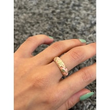 Pembe Mineli Çiçek Yüzük Çok Renli