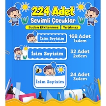 Sevimli Çocuklar Okul Kreş Kişiye Özel İsim Etiket Seti - Model 471 Çok Renkli