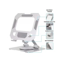 Tablet Standı 360 Derece Dönebilen Tablet Stand Katlanabilir Metal Tablet Tutucu Standı Tablet Ve Telefon Tutucu Stant Tablet Tutucu Metal N03 - Gri