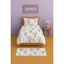 Ezgi Tek Kişilik Desenli Nevresim Takımı, Lavanta Deseni, 155 X 230 Cm, Pamuk Polyester Karışım, Kapaklı Yastık Kılıfı Dahil 0
