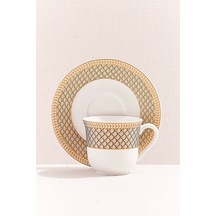 Pasabahce Herringbone Porselen Gold Türk Kahvesi Fincan - 1 Adet Sarı