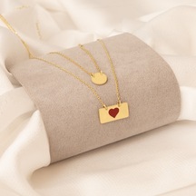 Dkmn Gümüş İkili Mineli Dikdörtgen Kalpve Yuvarlak Kolye Dkmn Gümüş İkili Mineli Dikdörtgen Kalpve Yuvarlak Kolye