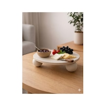 Modern Tasarım Dekoratif Sunum Tepsisi - Organik Pla Malzeme - 20x21x6 Cm Bej Bej