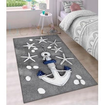 Denizci Çapa Deniz Yıldızı Desenli Çocuk Odası Halısı Çok Renkli