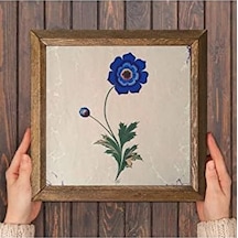 Ebru Sanatı Taş Duvar Tablosu - Ahşap Çerçeveli Taş Tablo - 25x25 Cm - Dekoratif Duvar Sanatı - Modern Ev Ve Ofis Duvar Dekoru W1-136