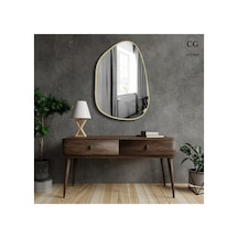 Ant Home Asimetrik Ayna, 75x55 Cm, Konsol Aynası, Dresuar Aynası, Duvar Aynası, Şişecam Ayna Gold